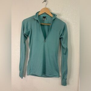 Patagonia Women's Capilene Thermal Weight Wool Blend 1/4 Zip Base Layer Aqua XS